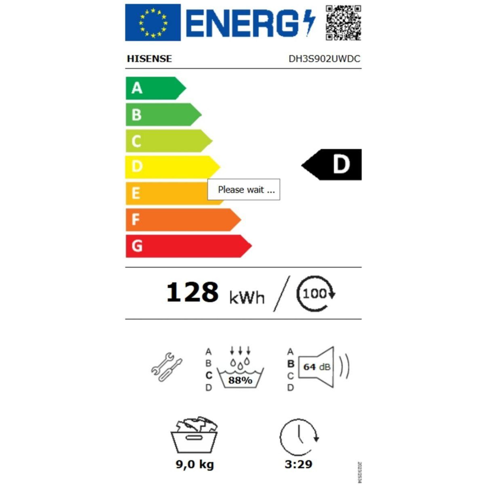 Voir la diapositive 6 : Hisense Sèche linge pompe à chaleur dh3s902uwdc