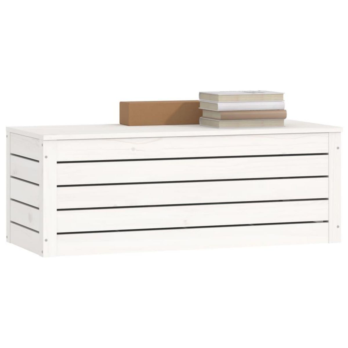 VIDAXL Boîte de rangement Blanc 89x36,5x33 cm Bois massif de pin