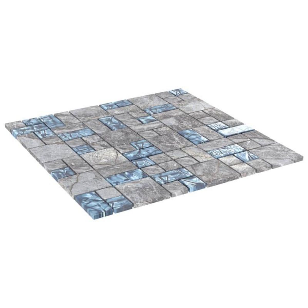 VIDAXL Carreaux mosaïque 11 pcs Gris et bleu 30x30 cm Verre