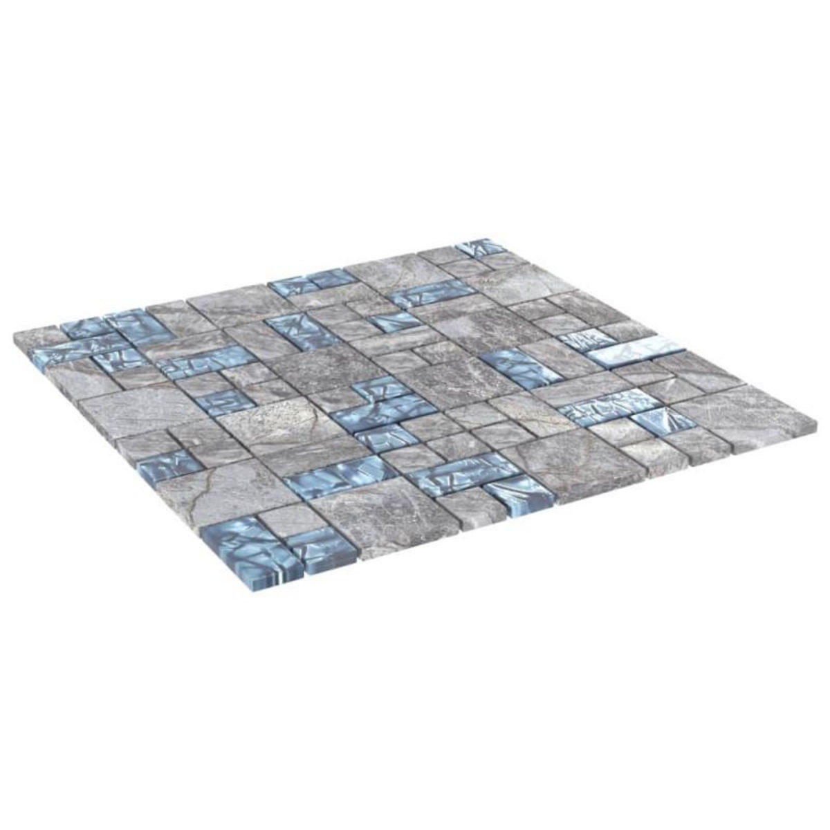 VIDAXL Carreaux mosaïque 11 pcs Gris et bleu 30x30 cm Verre