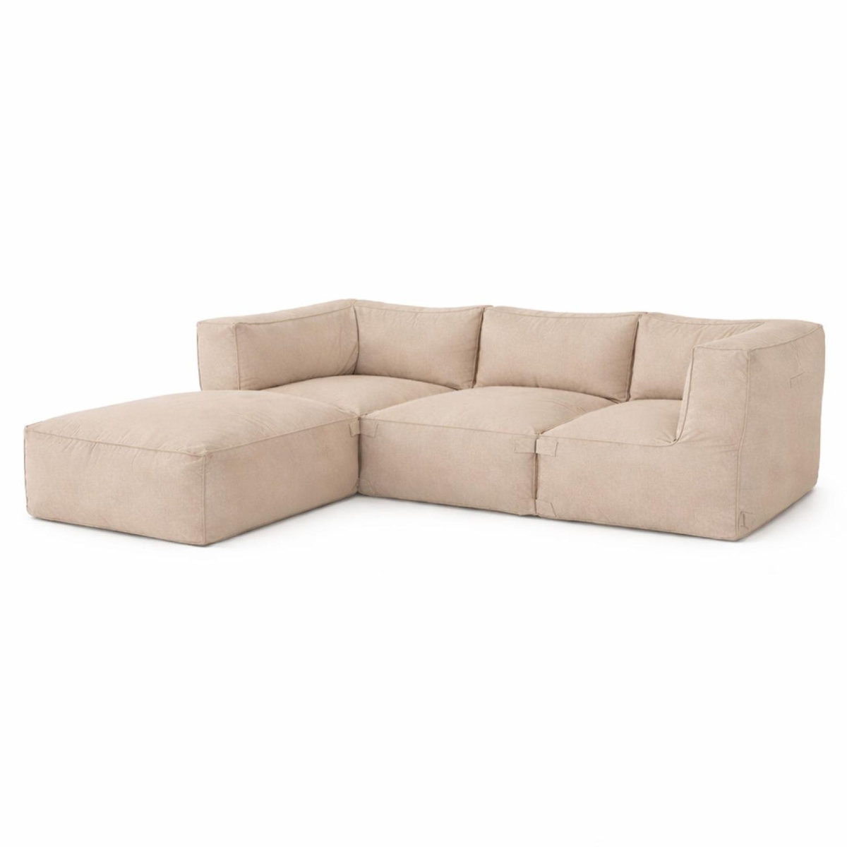 CONCEPT USINE Salon de jardin modulable 4 places beige en tissu déperlant PRAIANO