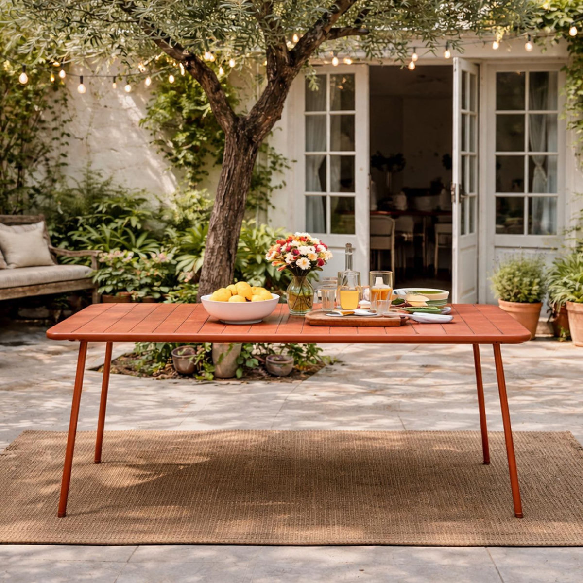 CONCEPT USINE Table de jardin 6 places 160cm terracotta BERGAME