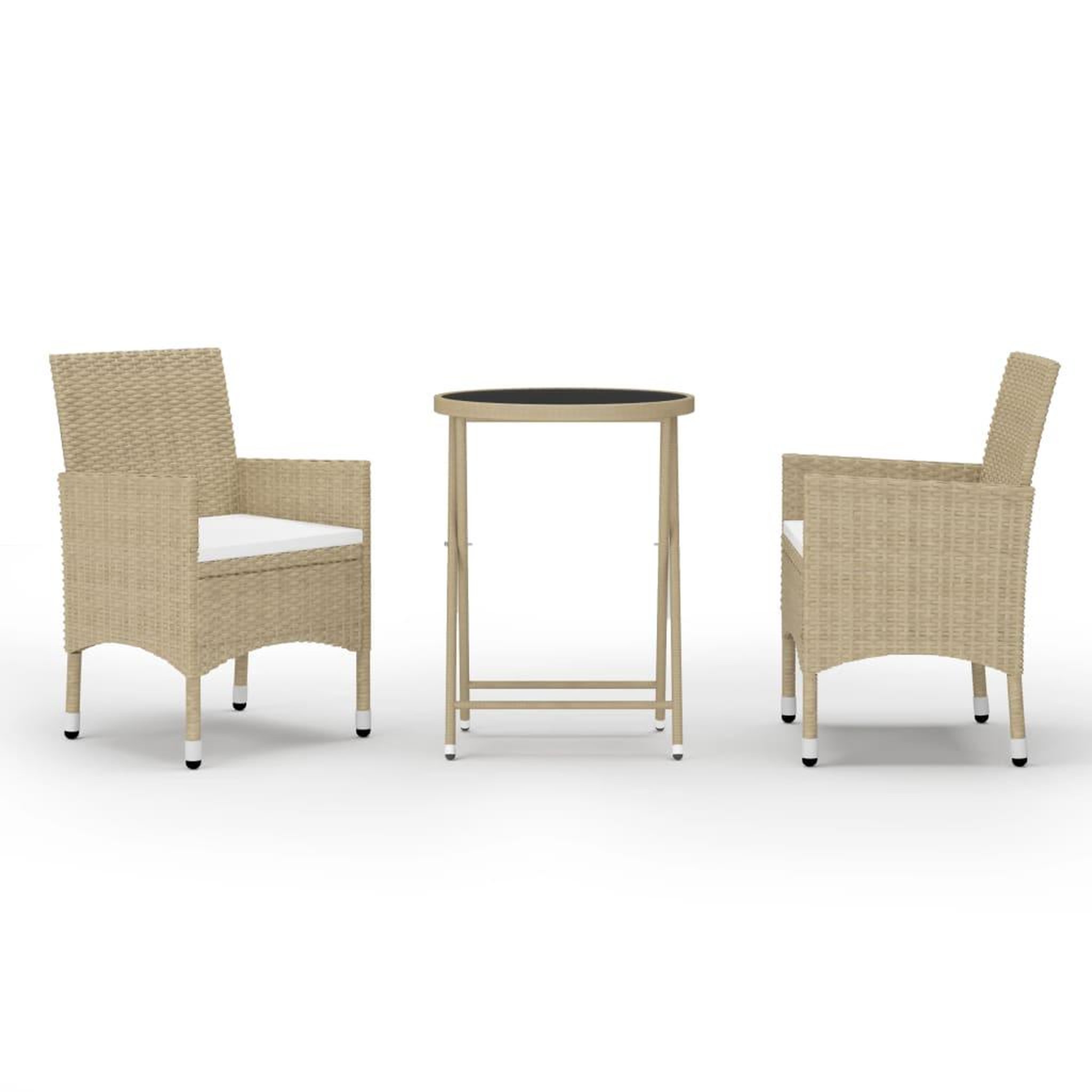 Voir la diapositive 2 : VIDAXL Ensemble de bistro jardin 3 pcs resine tressee et verre trempe