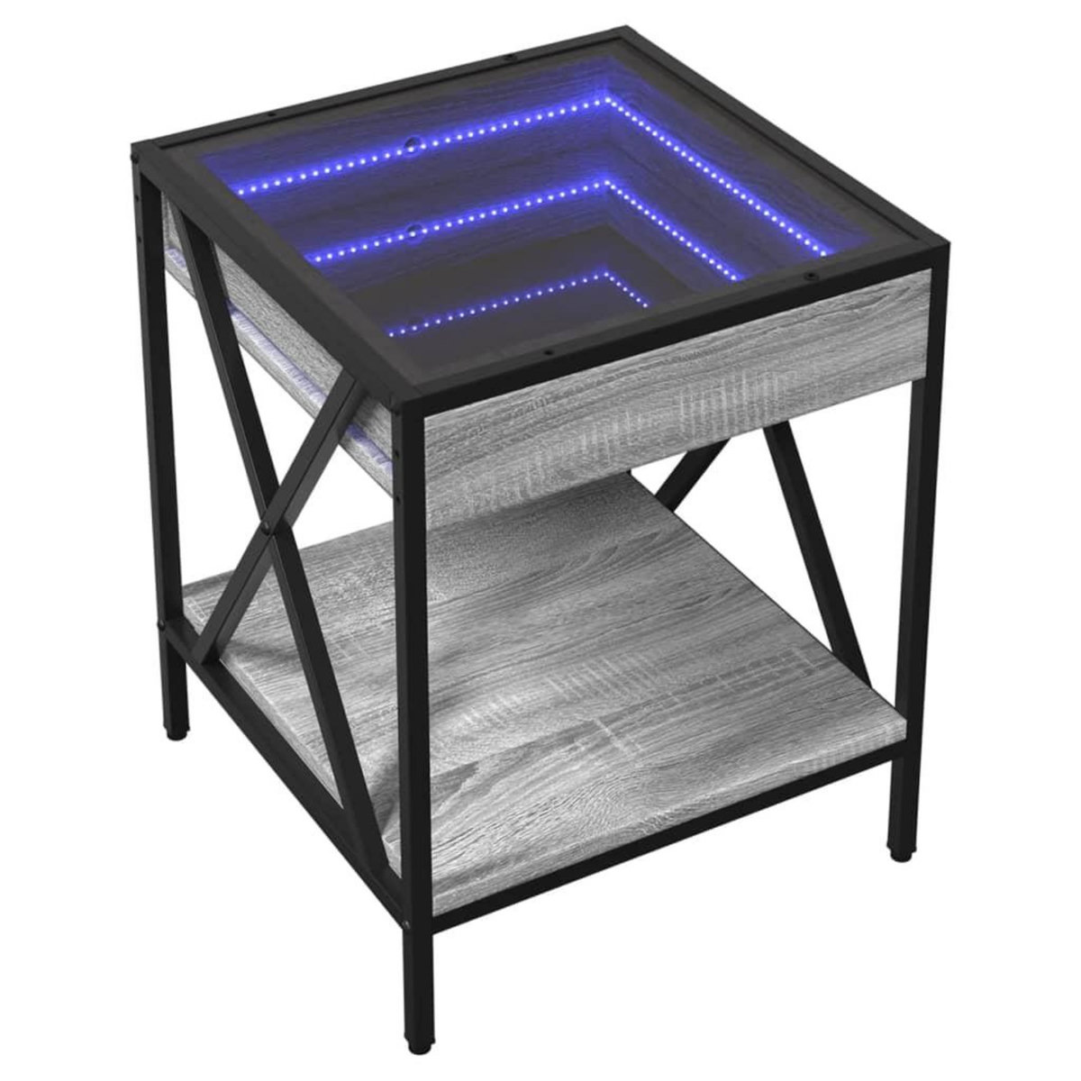 VIDAXL Table basse avec LED Infinity sonoma gris 40x40x49 cm