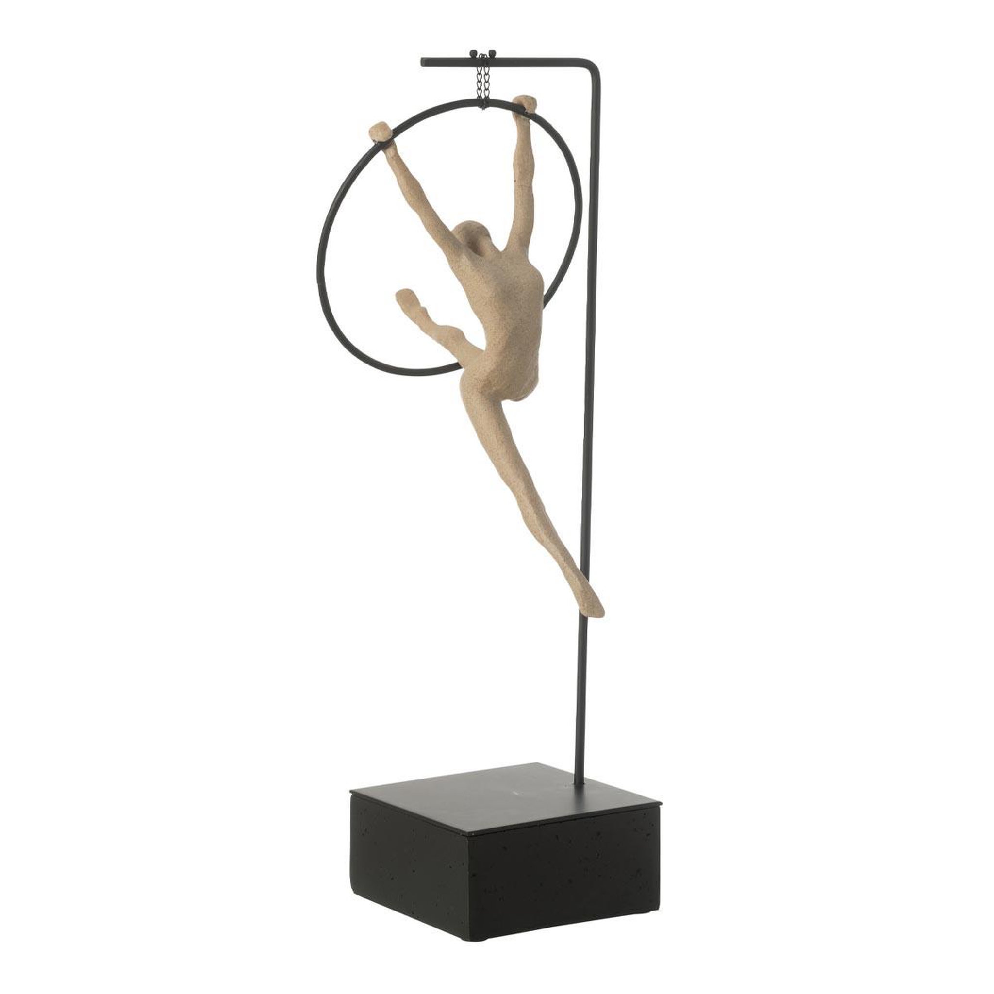 J-LINE Gymnaste cerceau sur socle  beta  48cm beige & noir