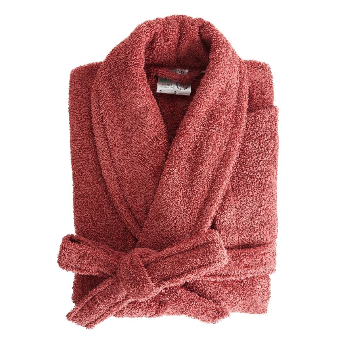 Peignoir col châle uni en coton 