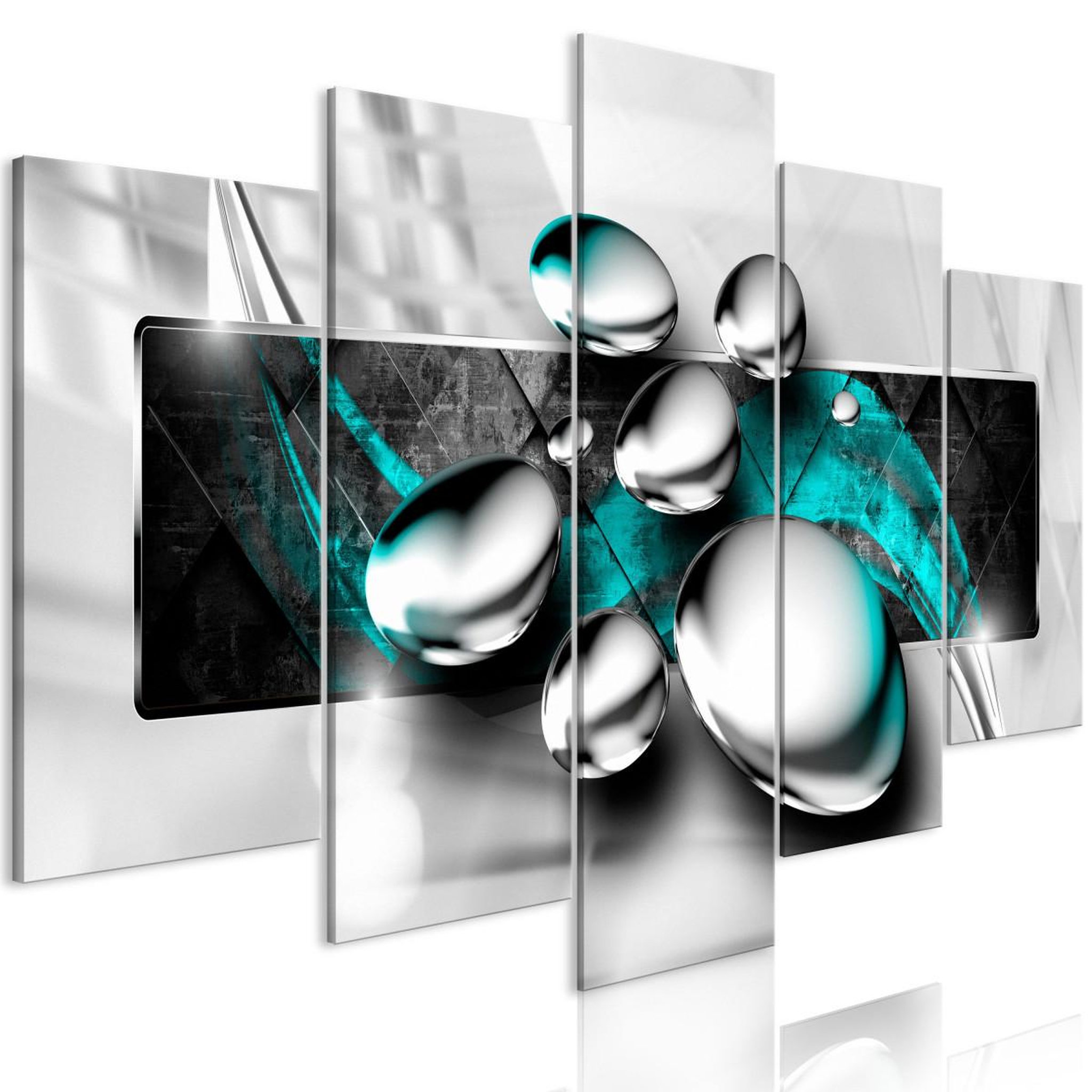 Voir la diapositive 1 : Paris Prix Tableau 5 panneaux  shiny stones wide turquoise