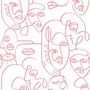 Voir la diapositive 2 : Noordwand Noordwand Papier peint Friends&Coffee Line Art Faces Blanc et rose
