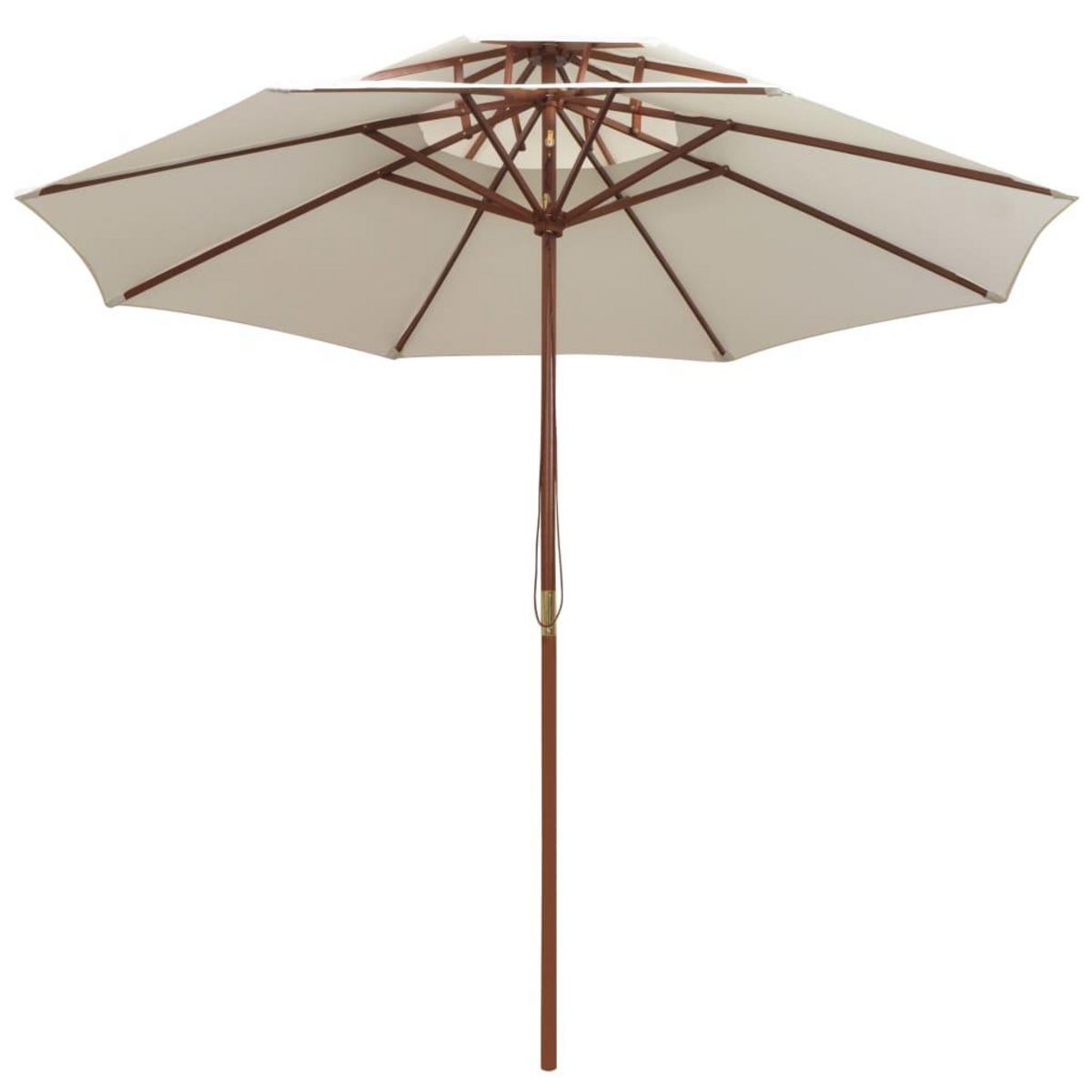 VIDAXL Parasol a deux etages avec poteau en bois blanc creme