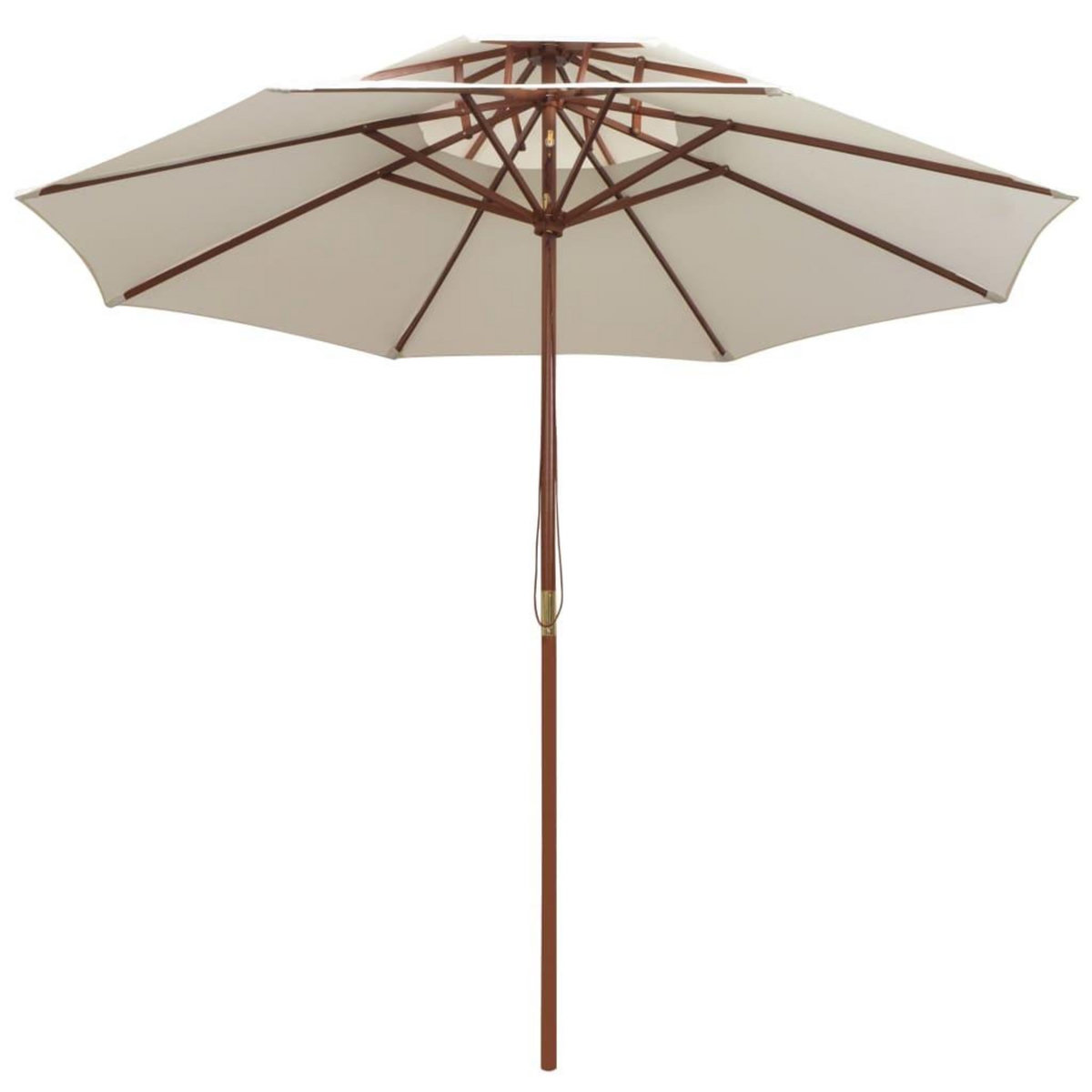 VIDAXL Parasol a deux etages avec poteau en bois blanc creme