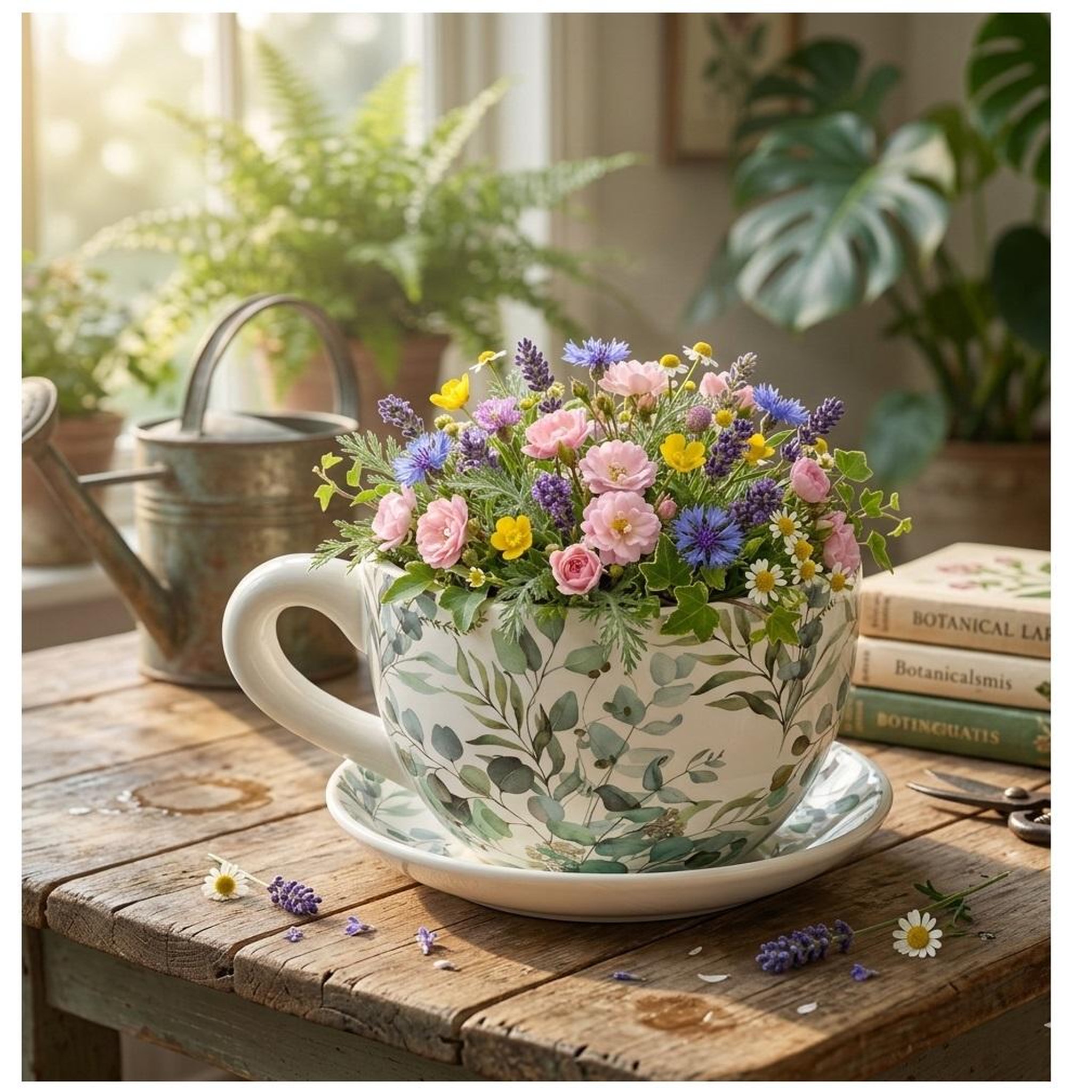 Voir la diapositive 2 : Eden Vase ou pot de fleurs en forme de tasse feuilles d'eucalyptus