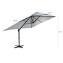 Voir la diapositive 5 : ID MARKET Parasol déporté inclinable rotatif 360 CALVI gris clair 3x4 M avec housse