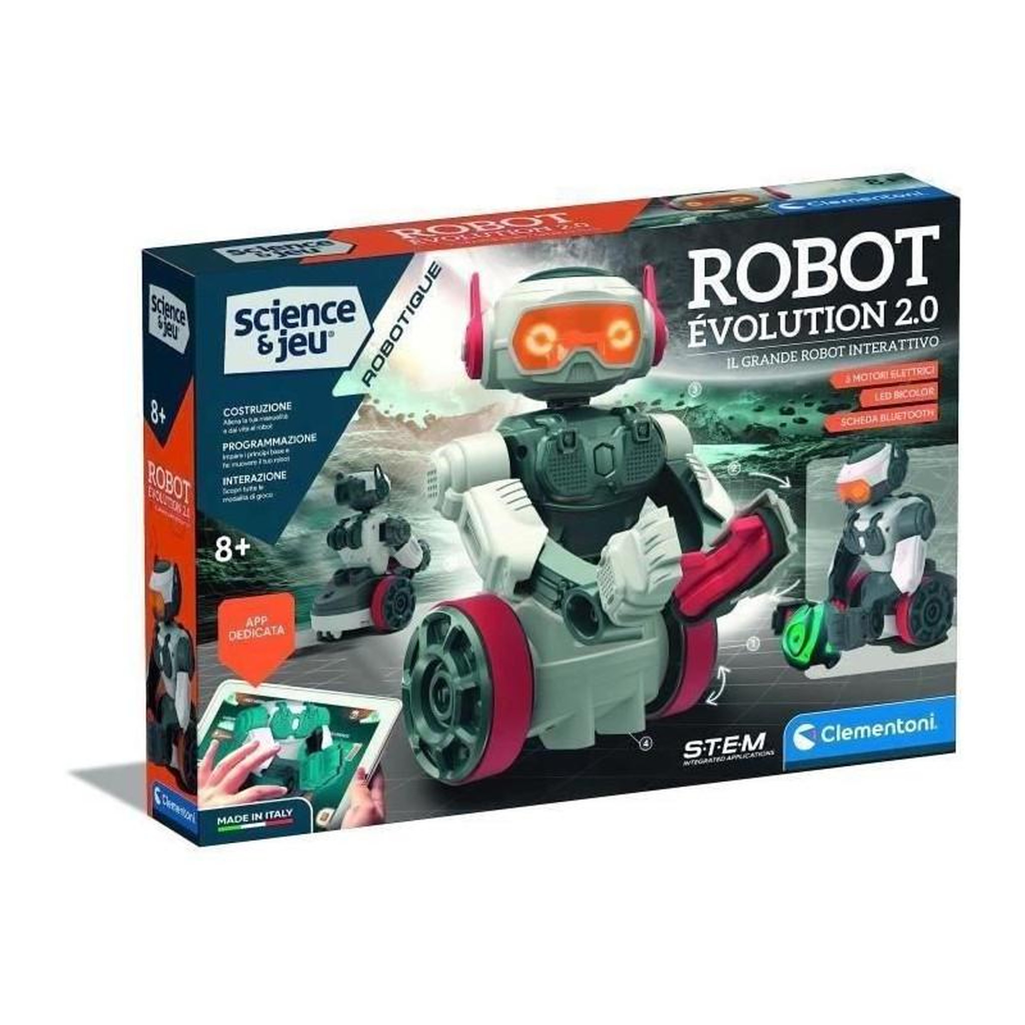 NEW BORN BABY Clementoni - Robot Évolution 2.0 a assembler et programmer - 4 modes de jeu - Fabriqué en Italie