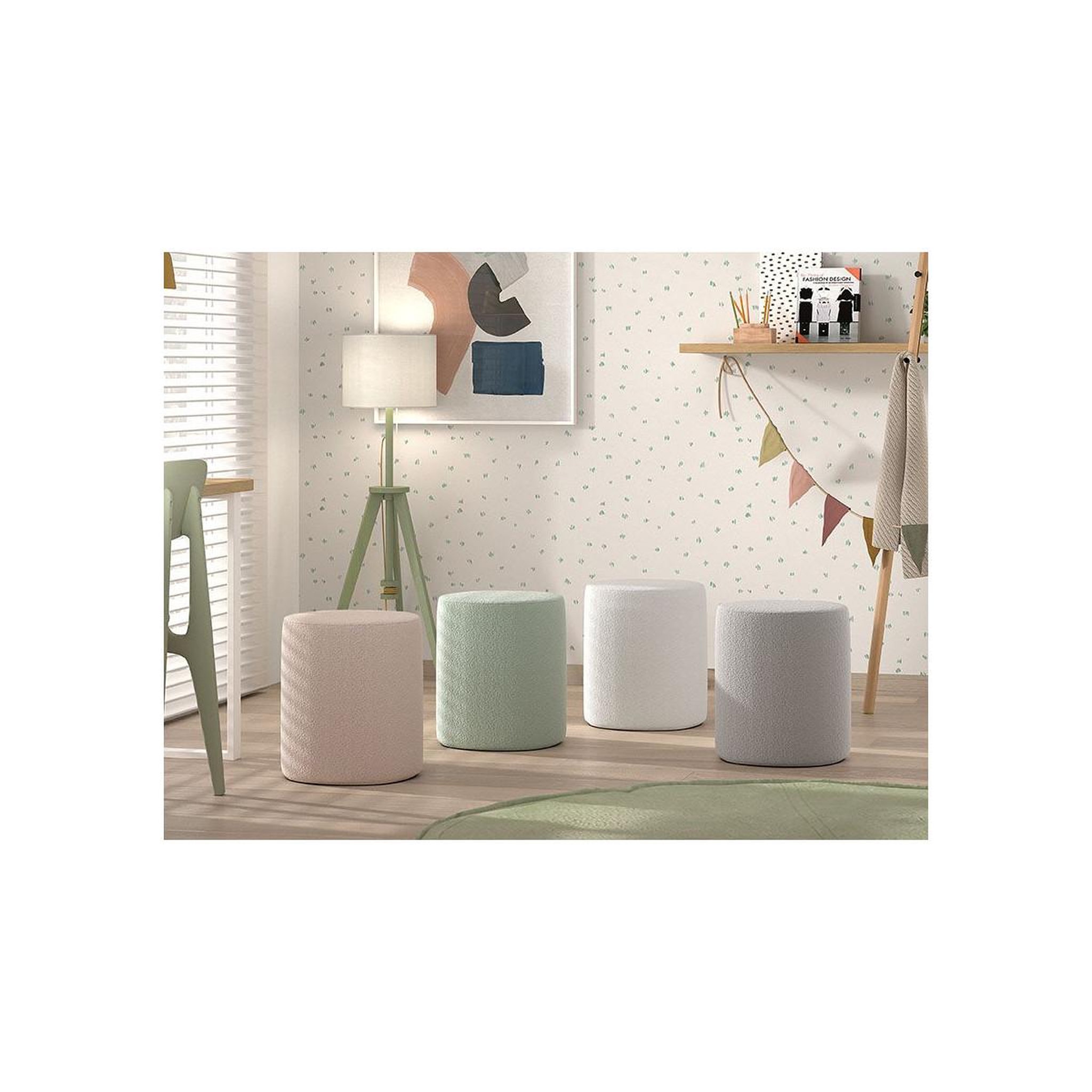 Voir la diapositive 3 : Paris Prix Pouf design bouclé  moon  41cm rose