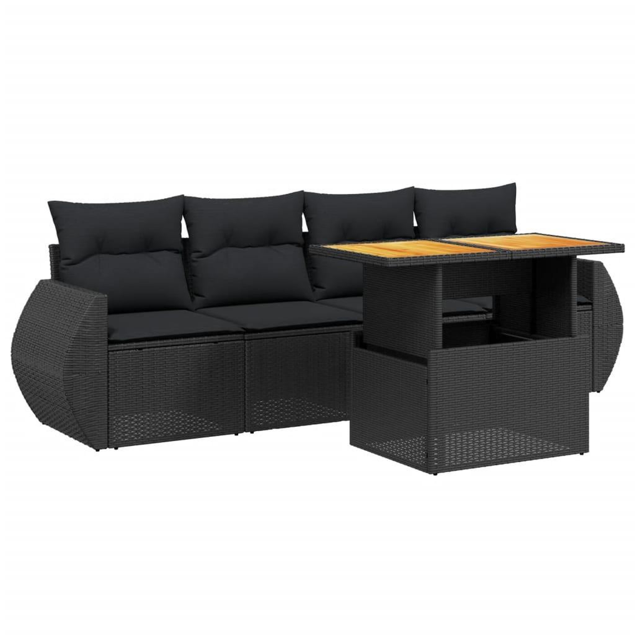 Voir la diapositive 2 : VIDAXL Salon de jardin 5 pcs avec coussins noir resine tressee