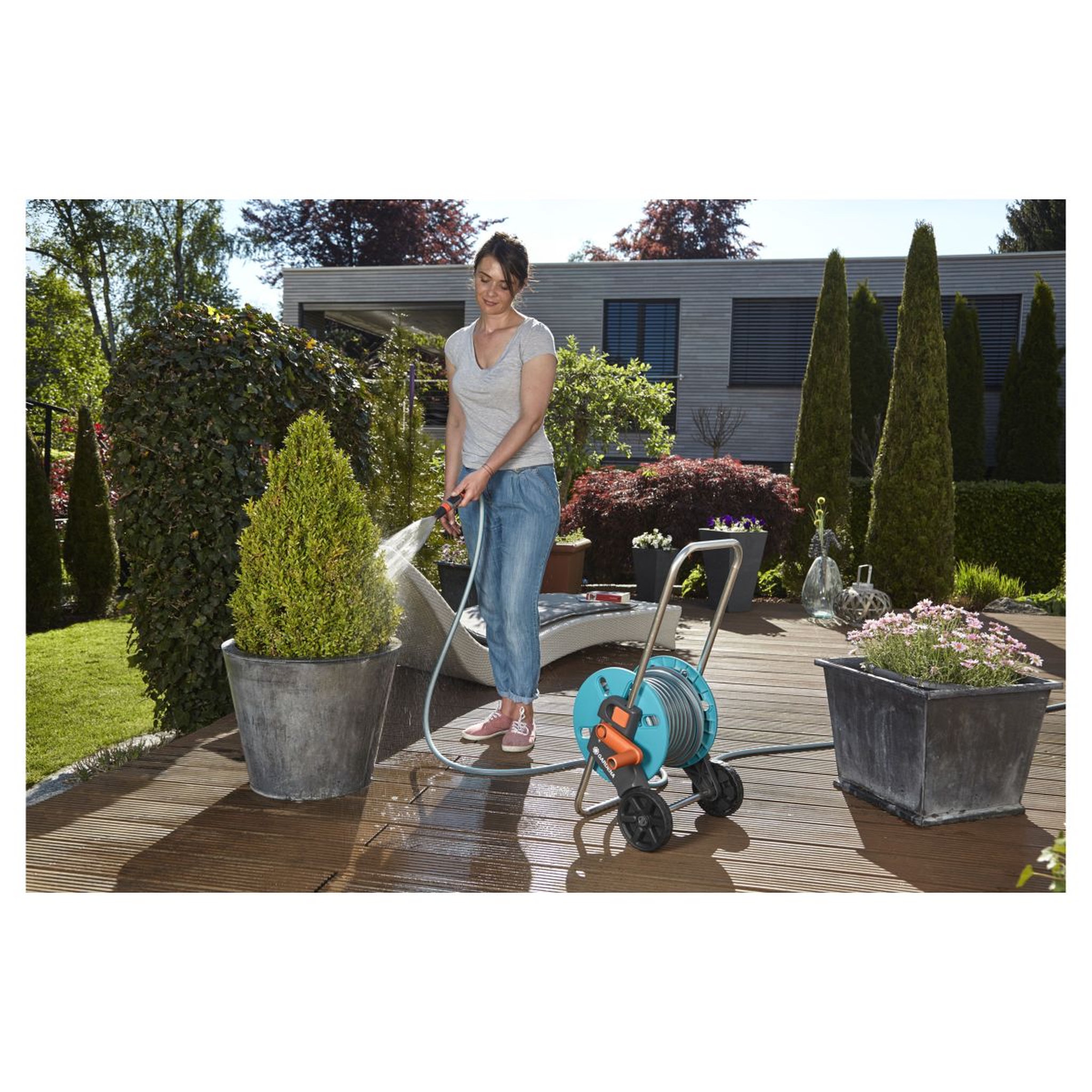 GARDENA Devidoir sur roues avec tuyau de 20m - AQUAROLL S