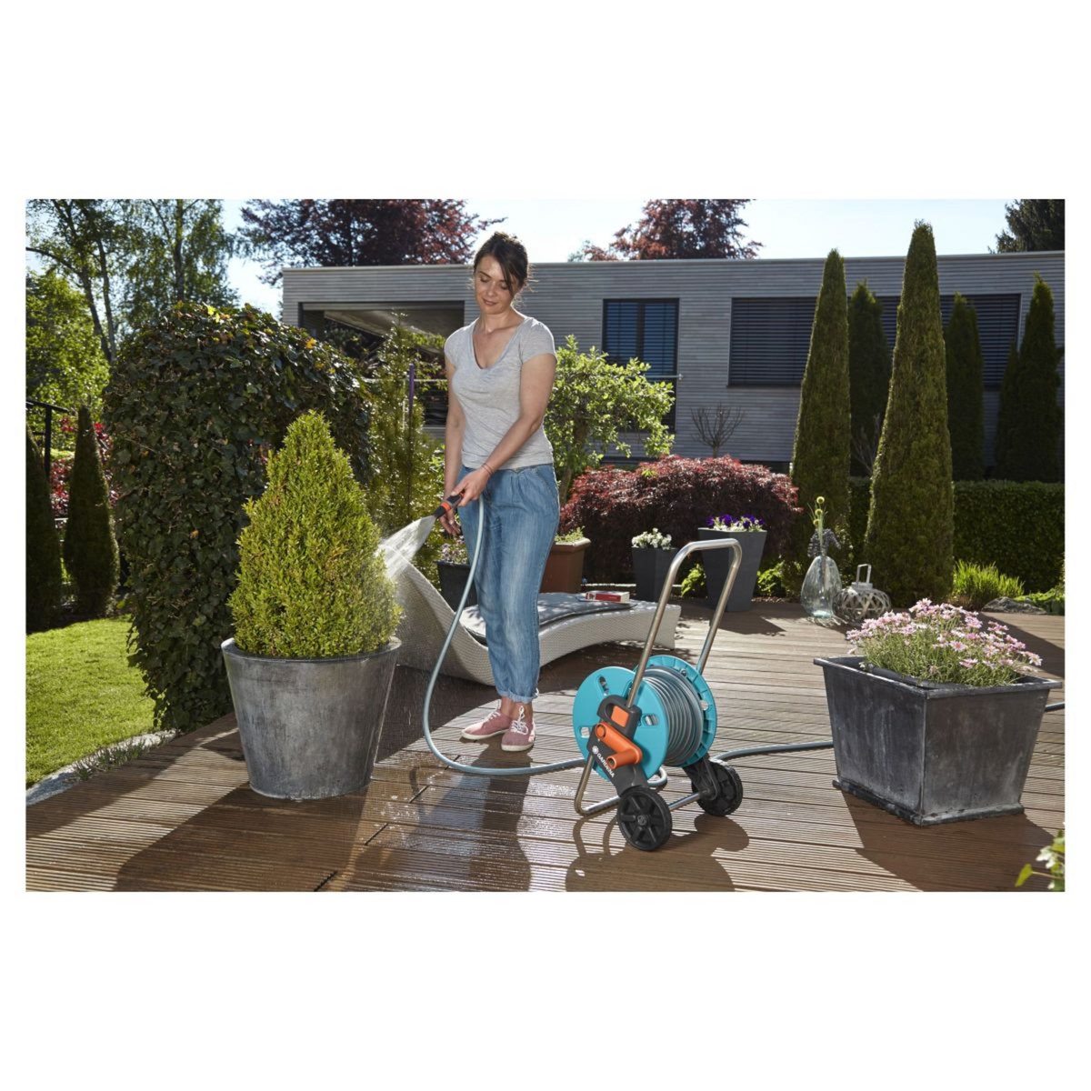 GARDENA Devidoir sur roues avec tuyau de 20m - AQUAROLL S