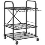 OUTSUNNY Organisateur d'outils de jardin - chariot de jardin - desserte - 9 crochets, 20 compartiments - métal noir