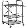Voir la diapositive 1 : OUTSUNNY Organisateur d'outils de jardin - chariot de jardin - desserte - 9 crochets, 20 compartiments - métal noir