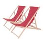 Voir la diapositive 1 : Habitat et Jardin Lot de 2 transat en bois  Chilienne  - 107 x 56.5 x 81 cm - Rouge