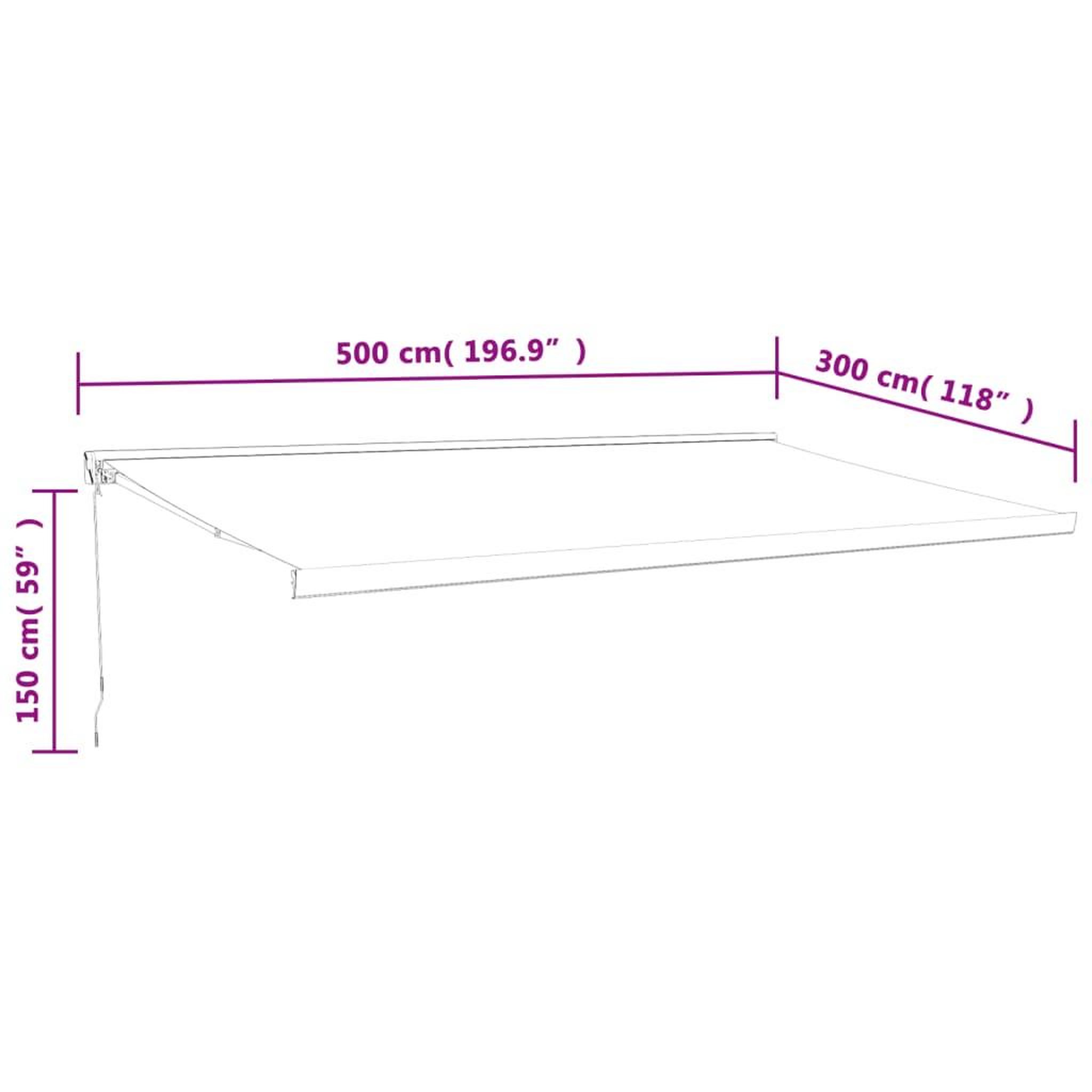 Voir la diapositive 6 : VIDAXL Auvent retractable jaune et blanc 5x3 m tissu et aluminium