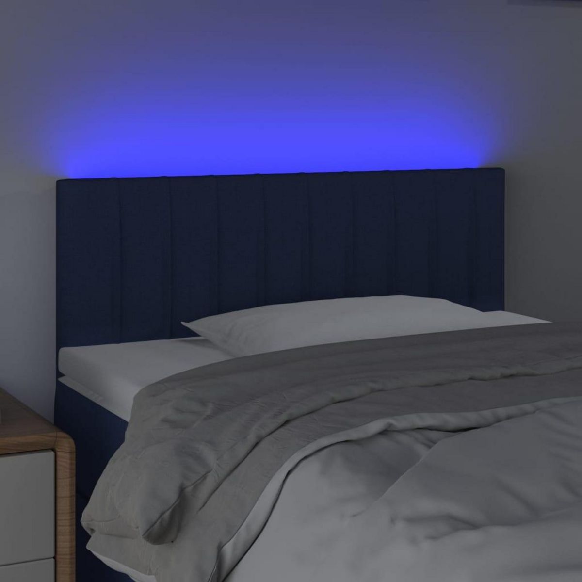 VIDAXL Tete de lit a LED Bleu 100x5x78/88 cm Tissu