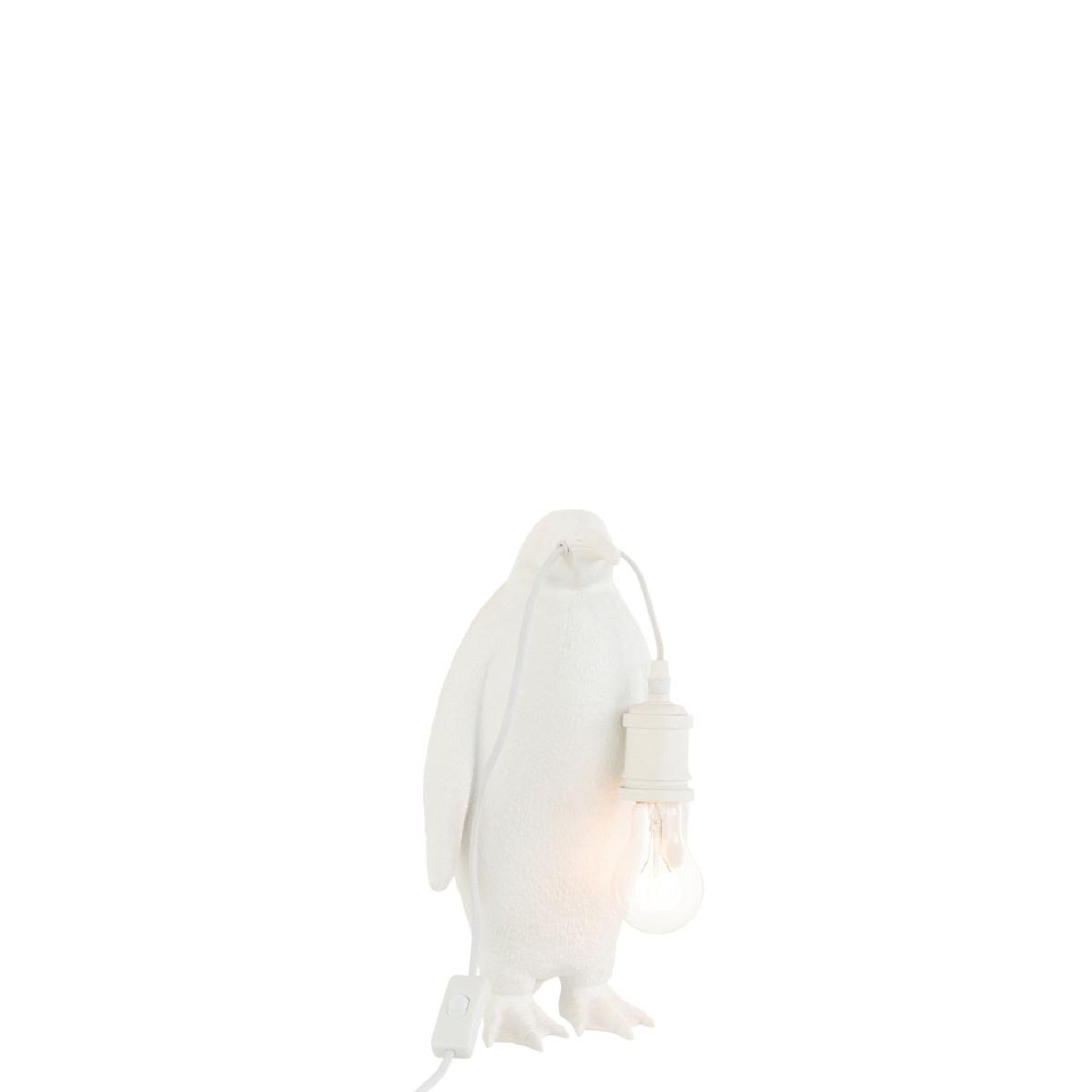 Voir la diapositive 2 : J-LINE Lampe à Poser en Résine  Pingouin  35cm Blanc