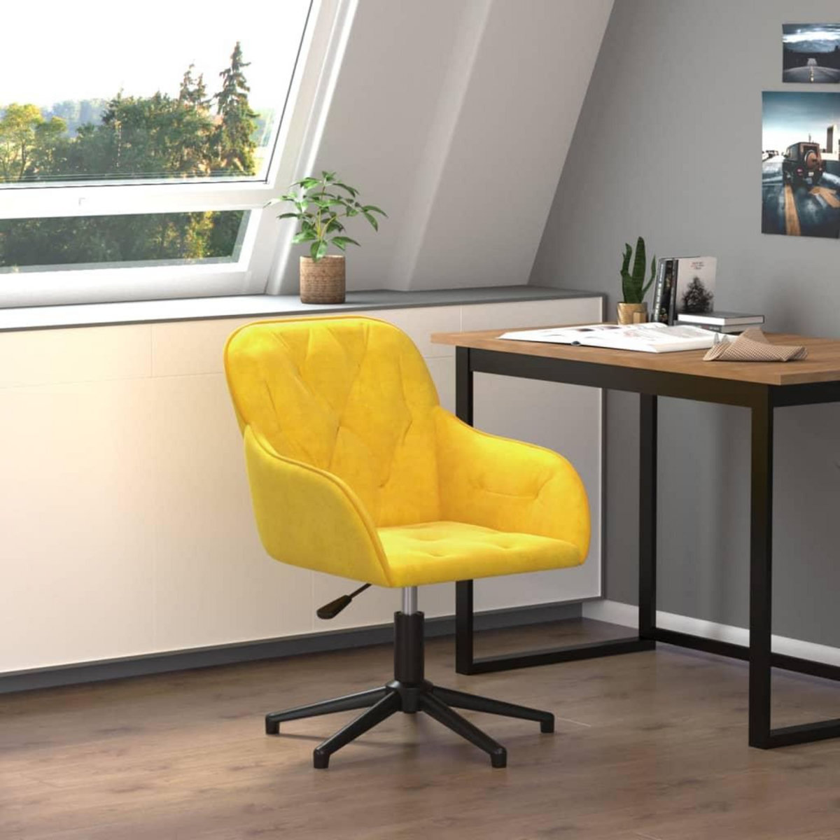 VIDAXL Chaise pivotante de bureau Jaune Velours