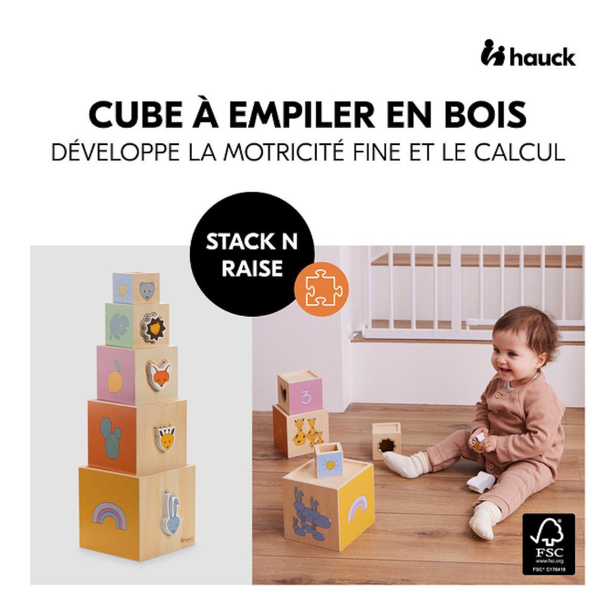 HAUCK Cubes à empiler en bois coloré