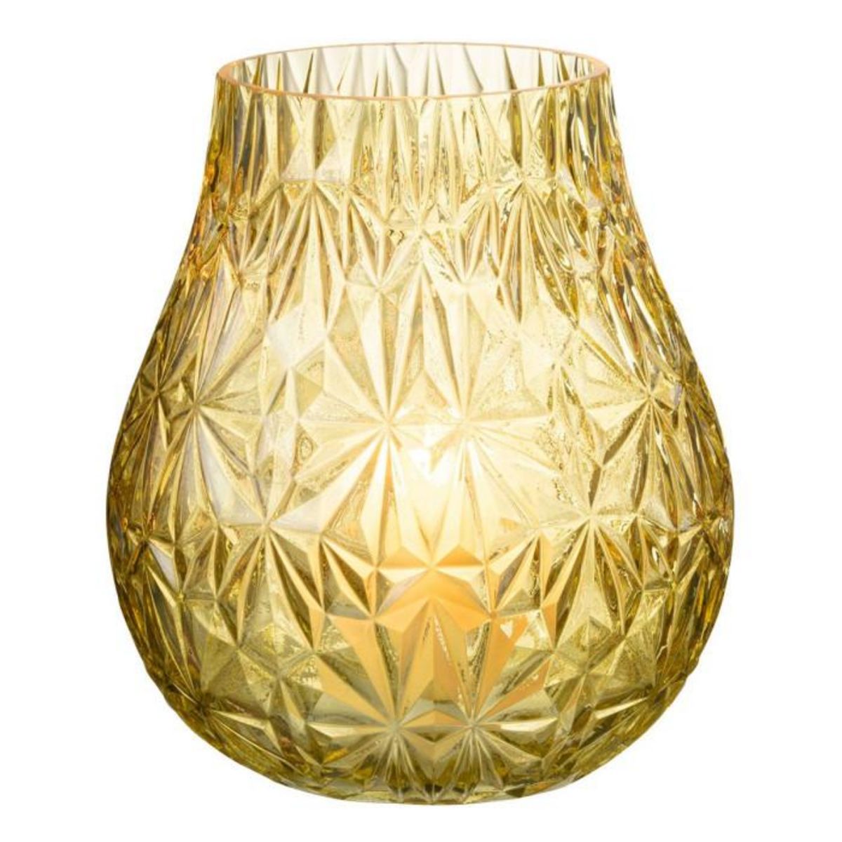 Paris Prix Vase Design en Verre  Diamant  22cm Jaune