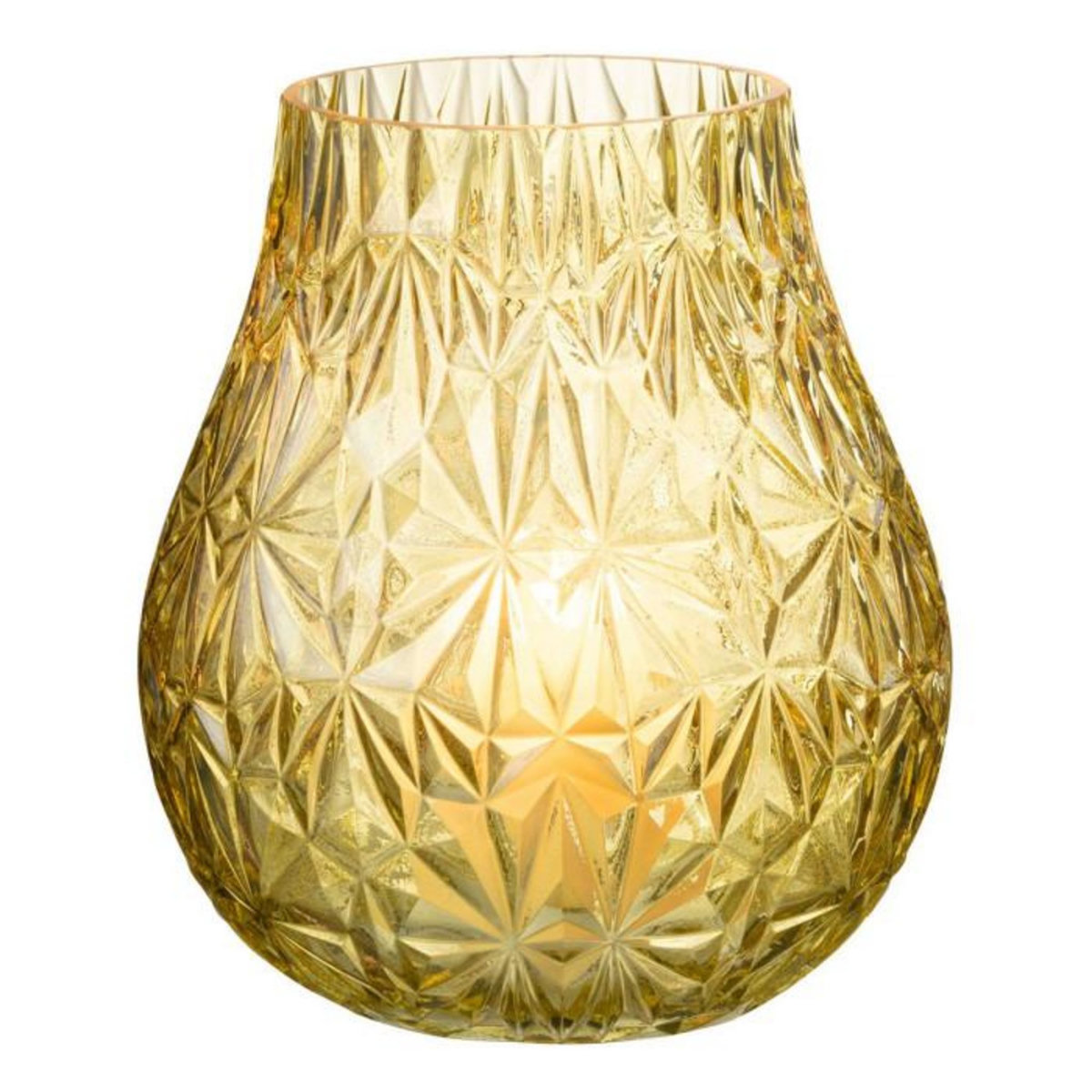 Paris Prix Vase Design en Verre  Diamant  22cm Jaune
