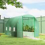 Voir la diapositive 4 : OUTSUNNY Serre de jardin tunnel surface sol 8 m² 4 x 2 x 2 m châssis tubulaire renforcé 18 mm 6 fenêtres vert