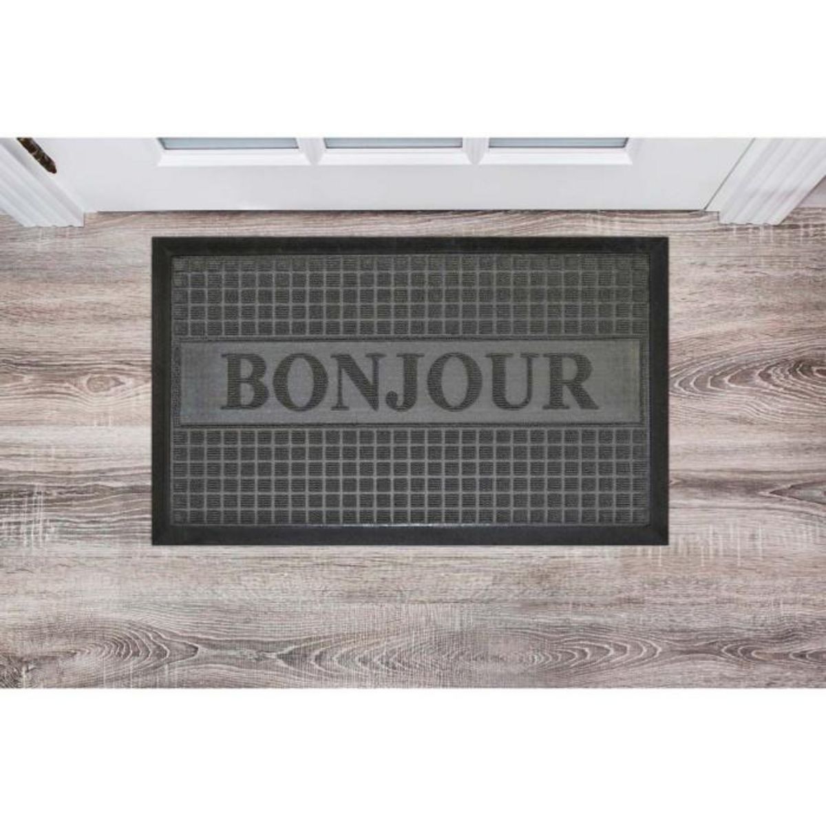 Paris Prix Tapis d'Entrée  Bonjour  45x75cm Gris