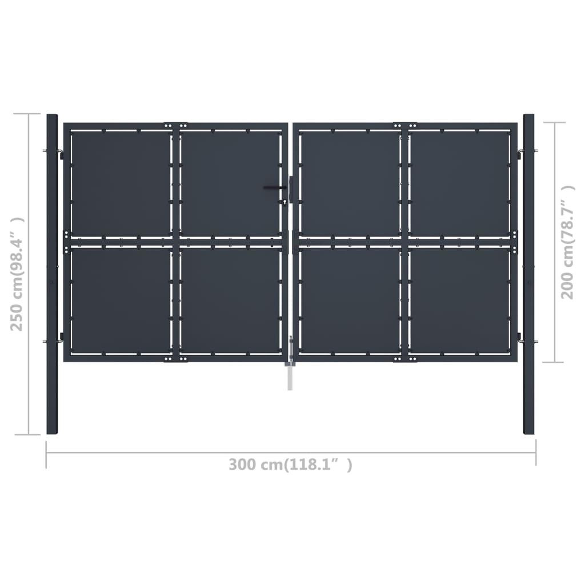 Voir la diapositive 5 : VIDAXL Portail de jardin Acier 300 x 200 cm Anthracite