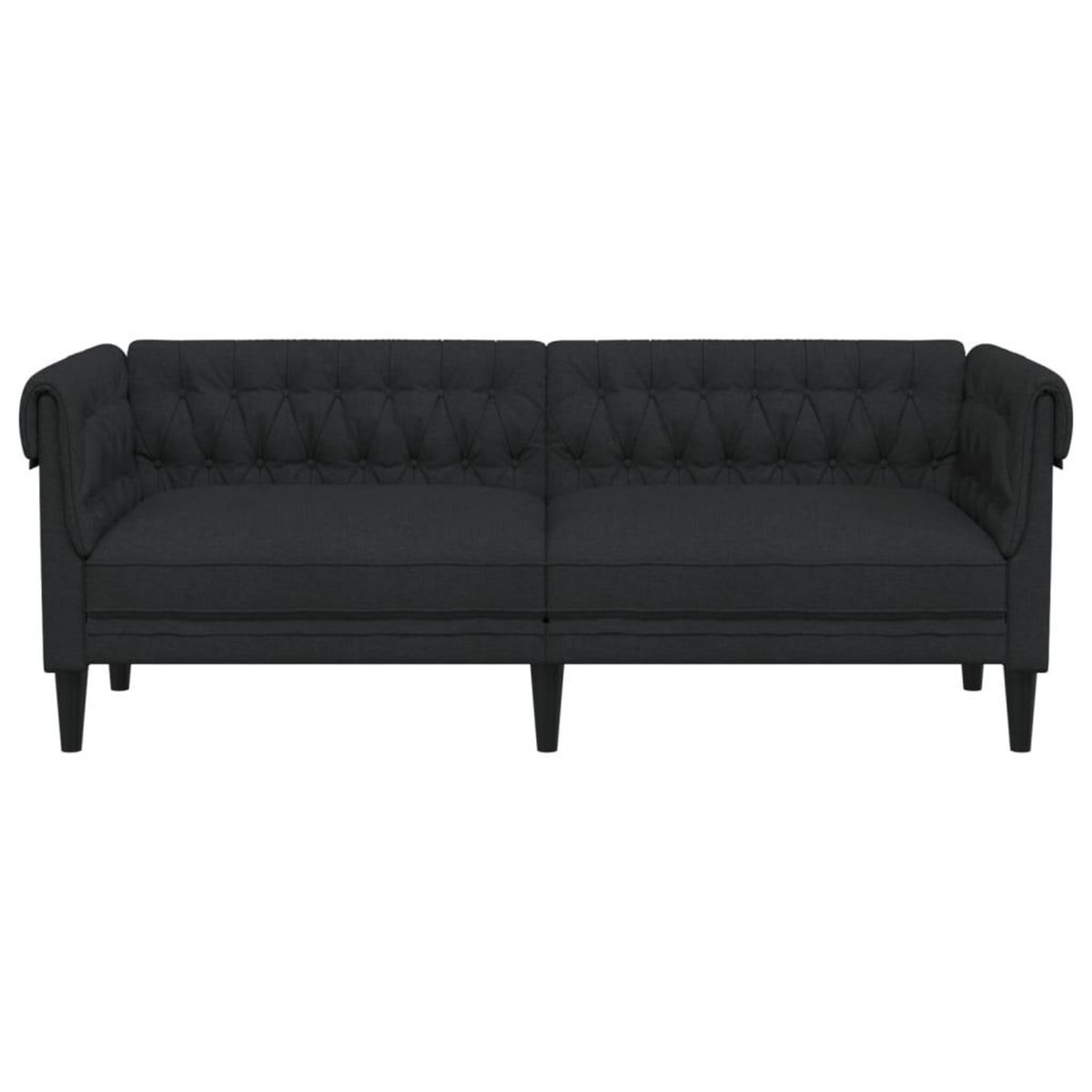 VIDAXL Canape Chesterfield 3 places noir tissu