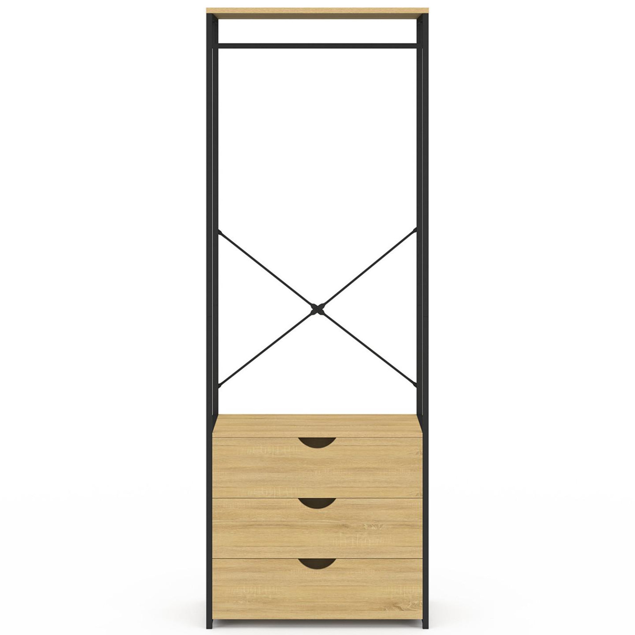 Voir la diapositive 3 : ID MARKET Dressing penderie 3 tiroirs l.60 cm detroit design industriel