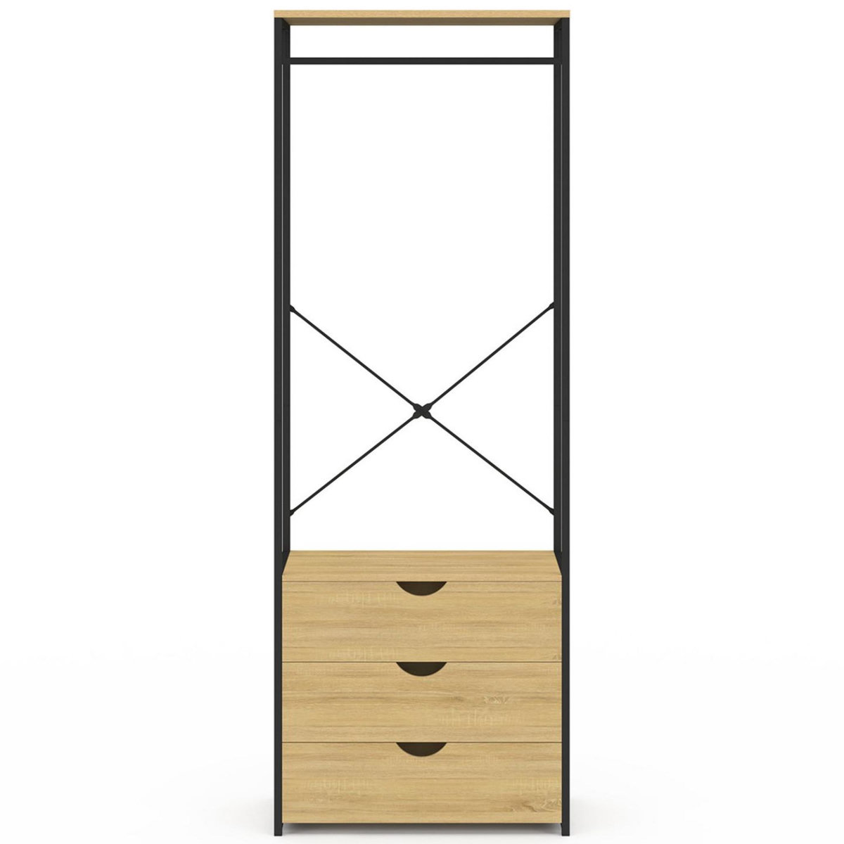 ID MARKET Dressing penderie 3 tiroirs L.60 cm DETROIT design industriel