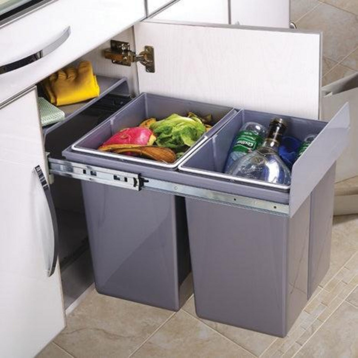 Kitchen move Poubelle tri sélectif encastrée HYPE Gris Plastique 36L