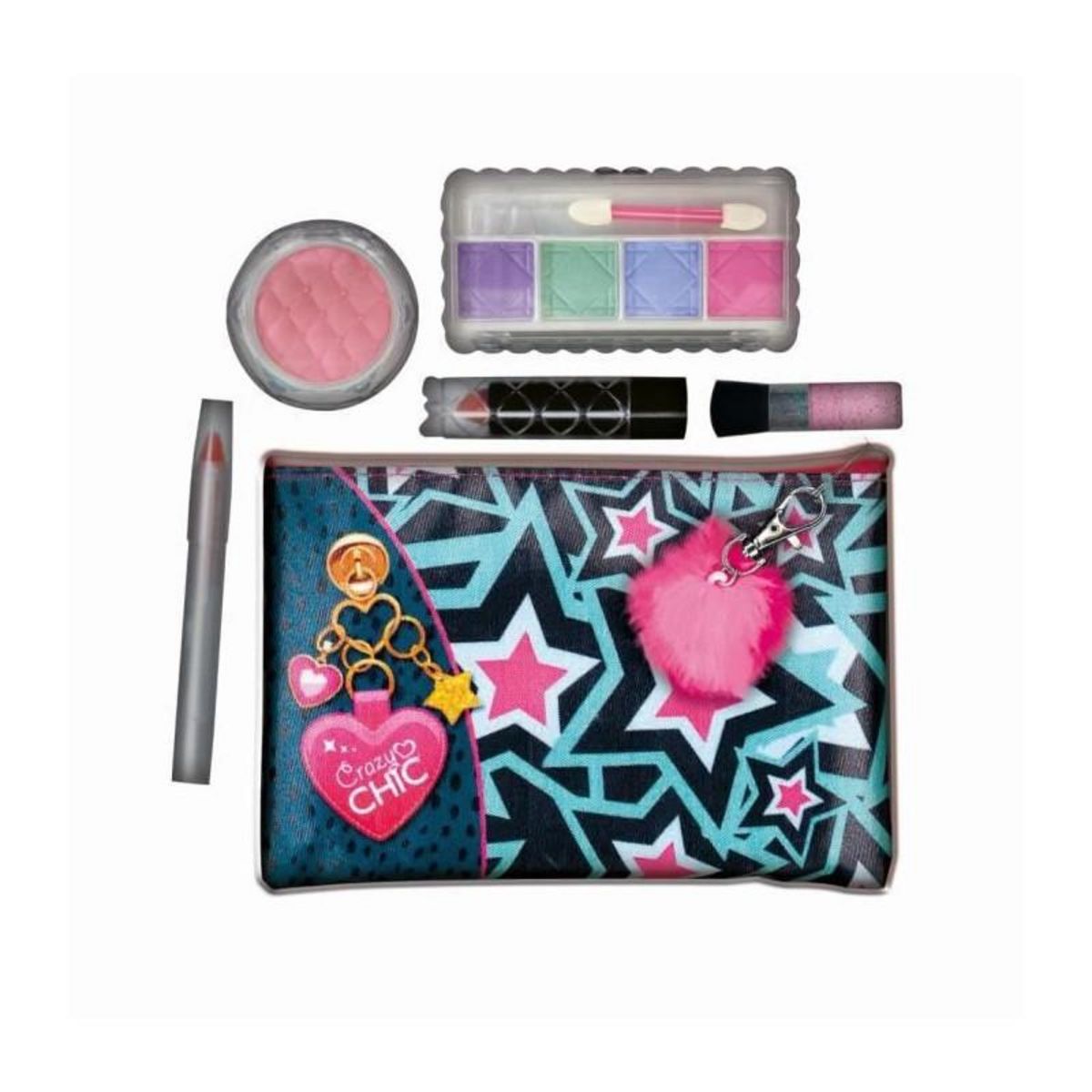 CLEMENTONI Clementoni Crazy Chic - Pochette de Maquillage lavable en tissu - Contient 5 produits de maquillage