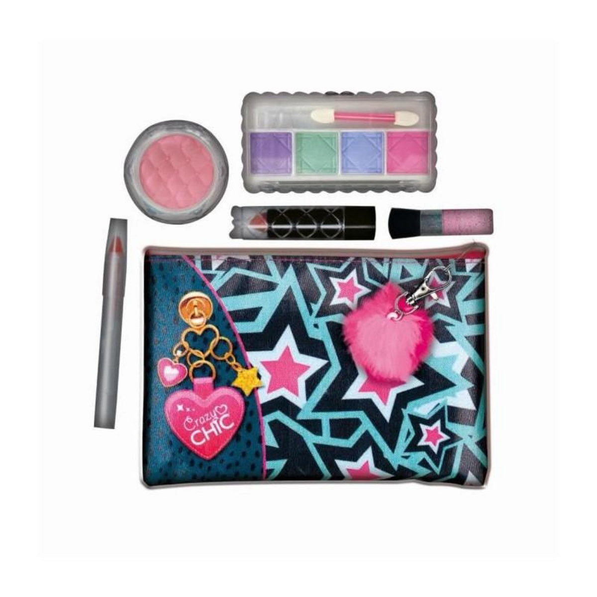 CLEMENTONI Clementoni Crazy Chic - Pochette de Maquillage lavable en tissu - Contient 5 produits de maquillage