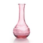 Graine créative Vase Vintage en verre à reliefs - Rose - 7,5 x 15,8 cm
