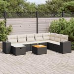 VIDAXL Salon de jardin 9 pcs avec coussins noir resine tressee