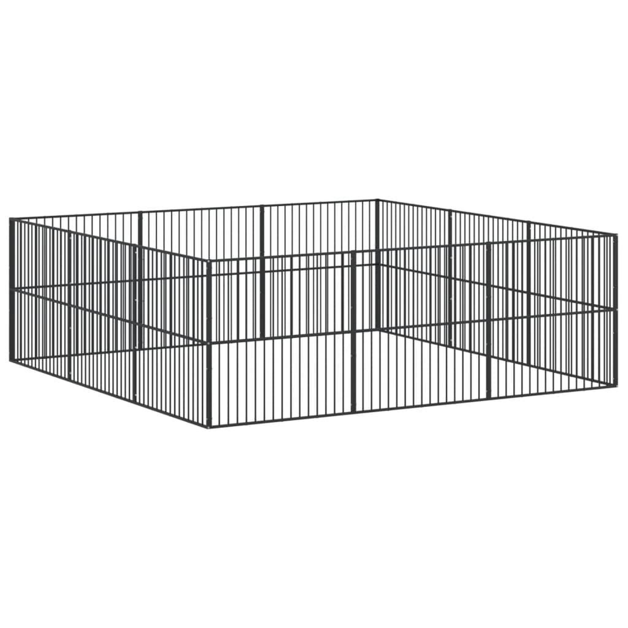 Voir la diapositive 2 : VIDAXL Parc pour chien 12 panneaux noir acier galvanise