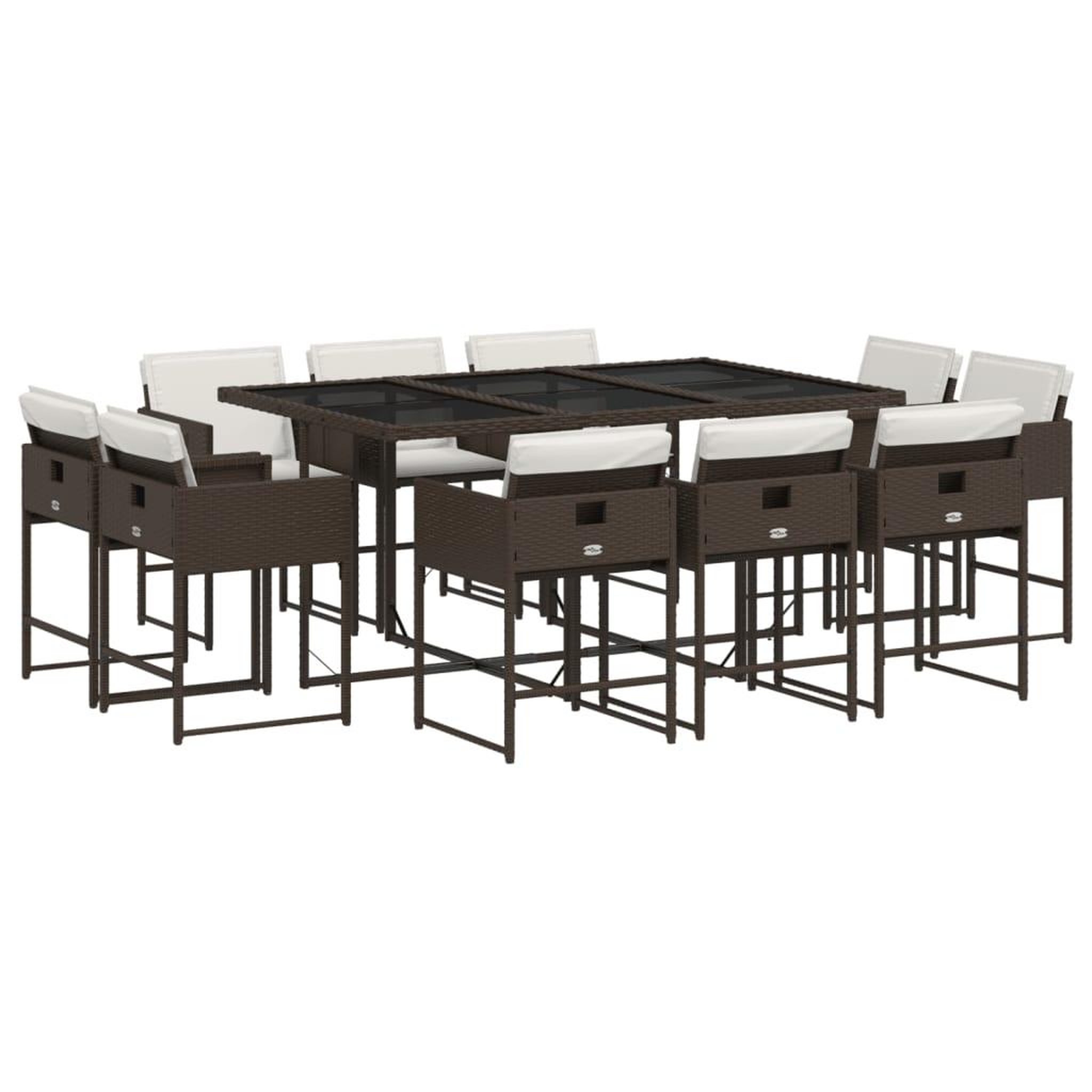 Voir la diapositive 2 : VIDAXL Ensemble a manger de jardin et coussins 11 pcs marron rotin