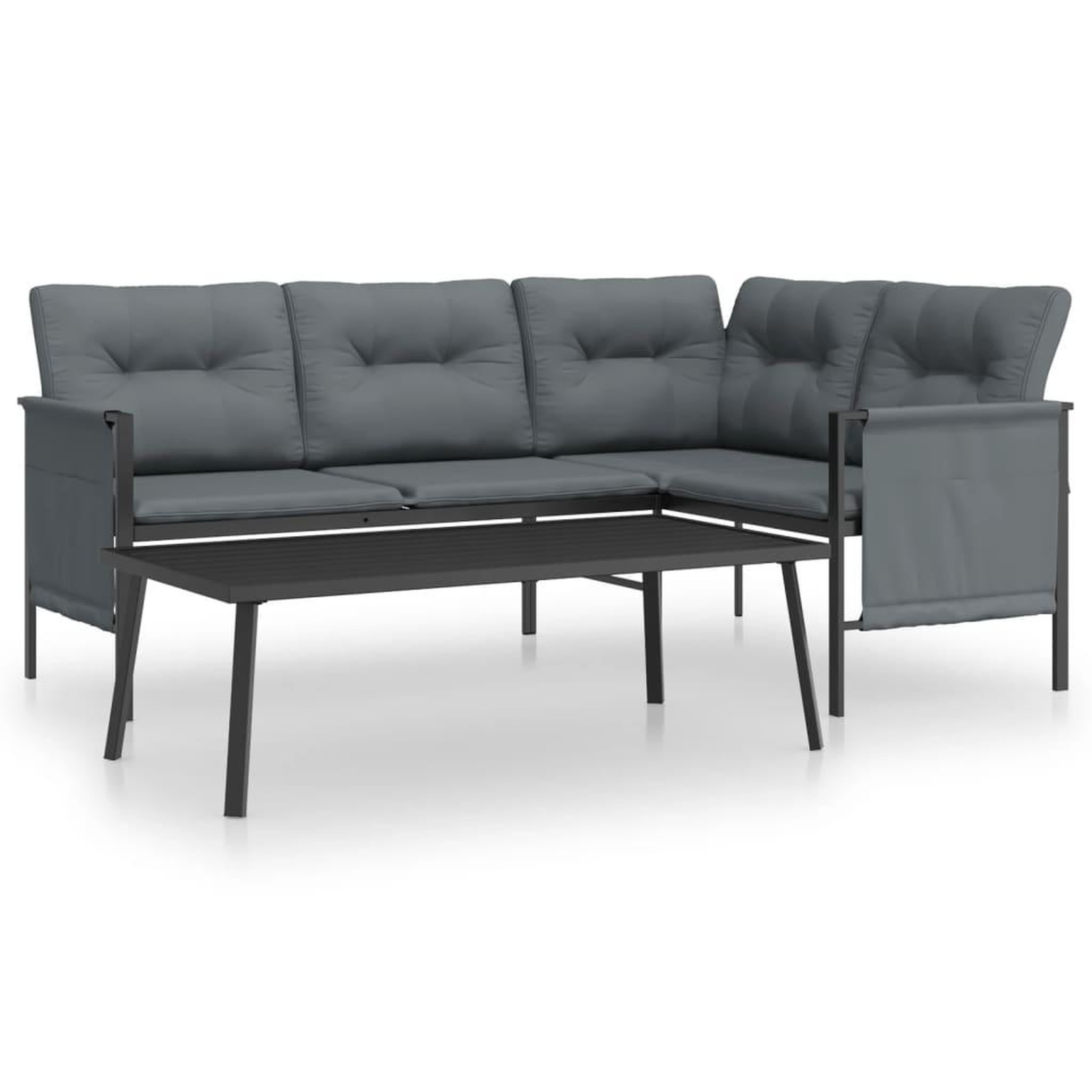 Voir la diapositive 2 : VIDAXL Salon de jardin 2 pcs anthracite acier