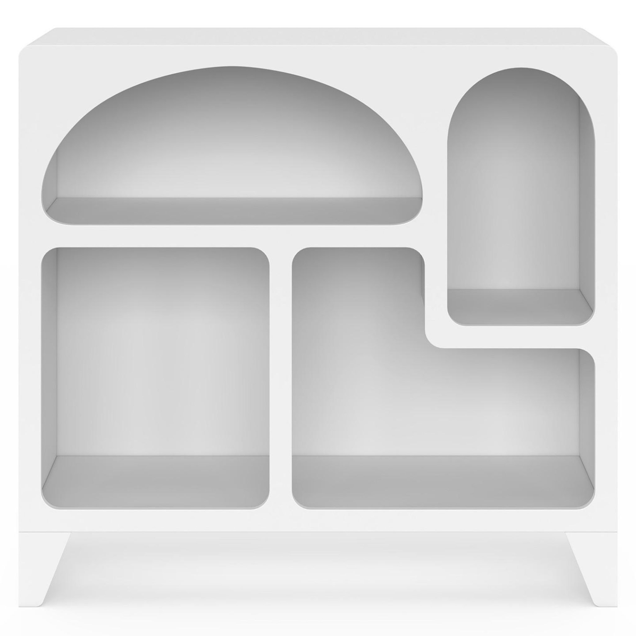 Voir la diapositive 3 : ID MARKET Buffet organique 80 cm alesia bois blanc meuble de rangement 4 niches