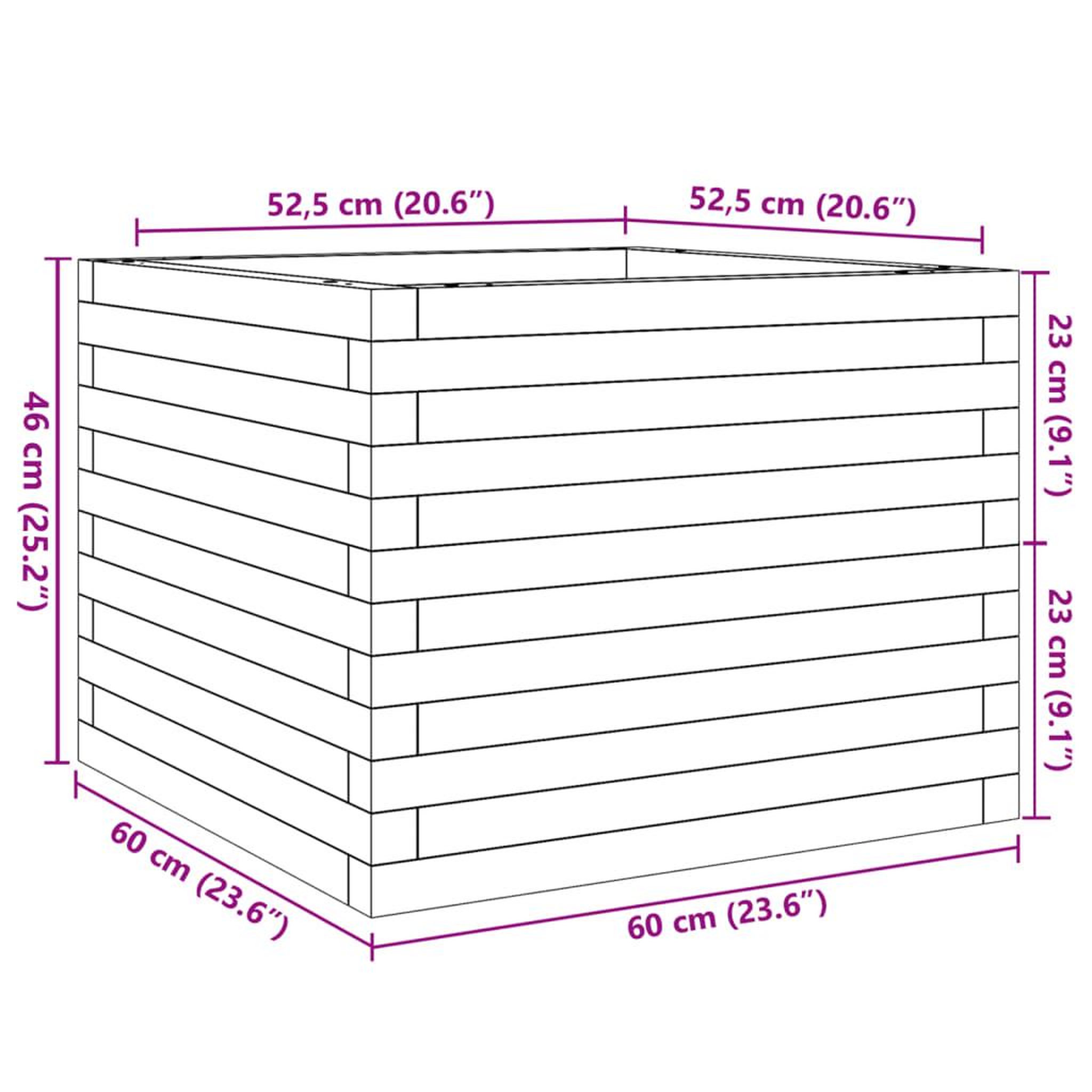 Voir la diapositive 6 : VIDAXL Jardiniere cire marron 60x60x46 cm bois de pin massif