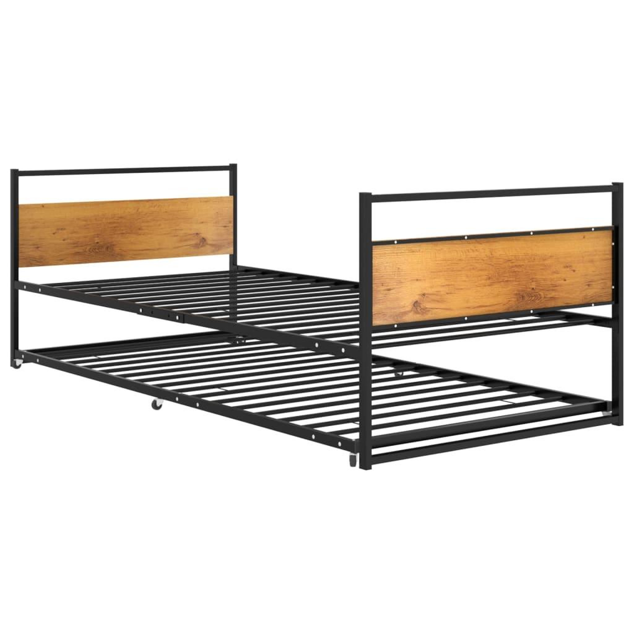 Voir la diapositive 3 : VIDAXL Cadre de lit extensible Noir Metal 90x200 cm