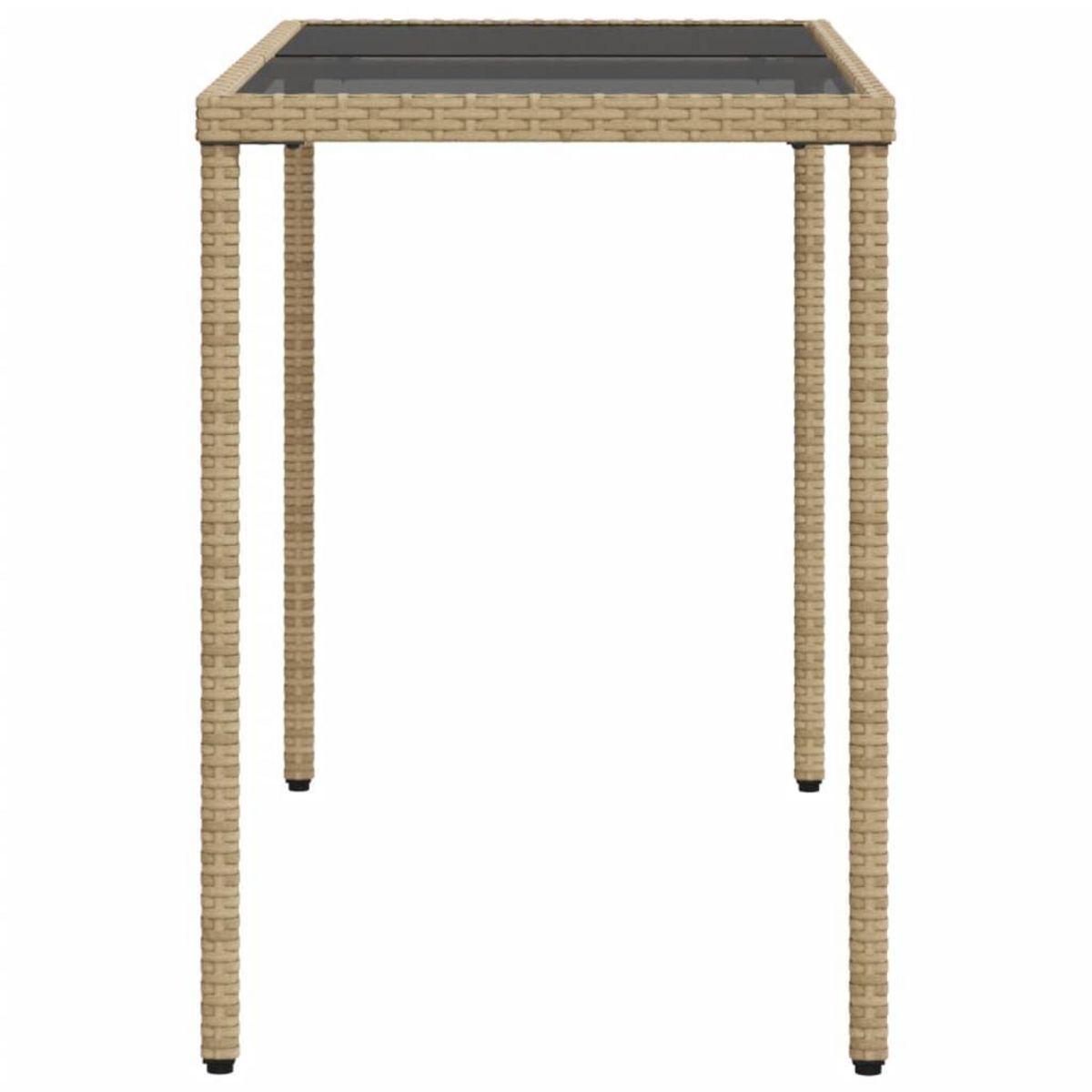 VIDAXL Table de jardin dessus en verre beige 115x54x74 cm poly rotin