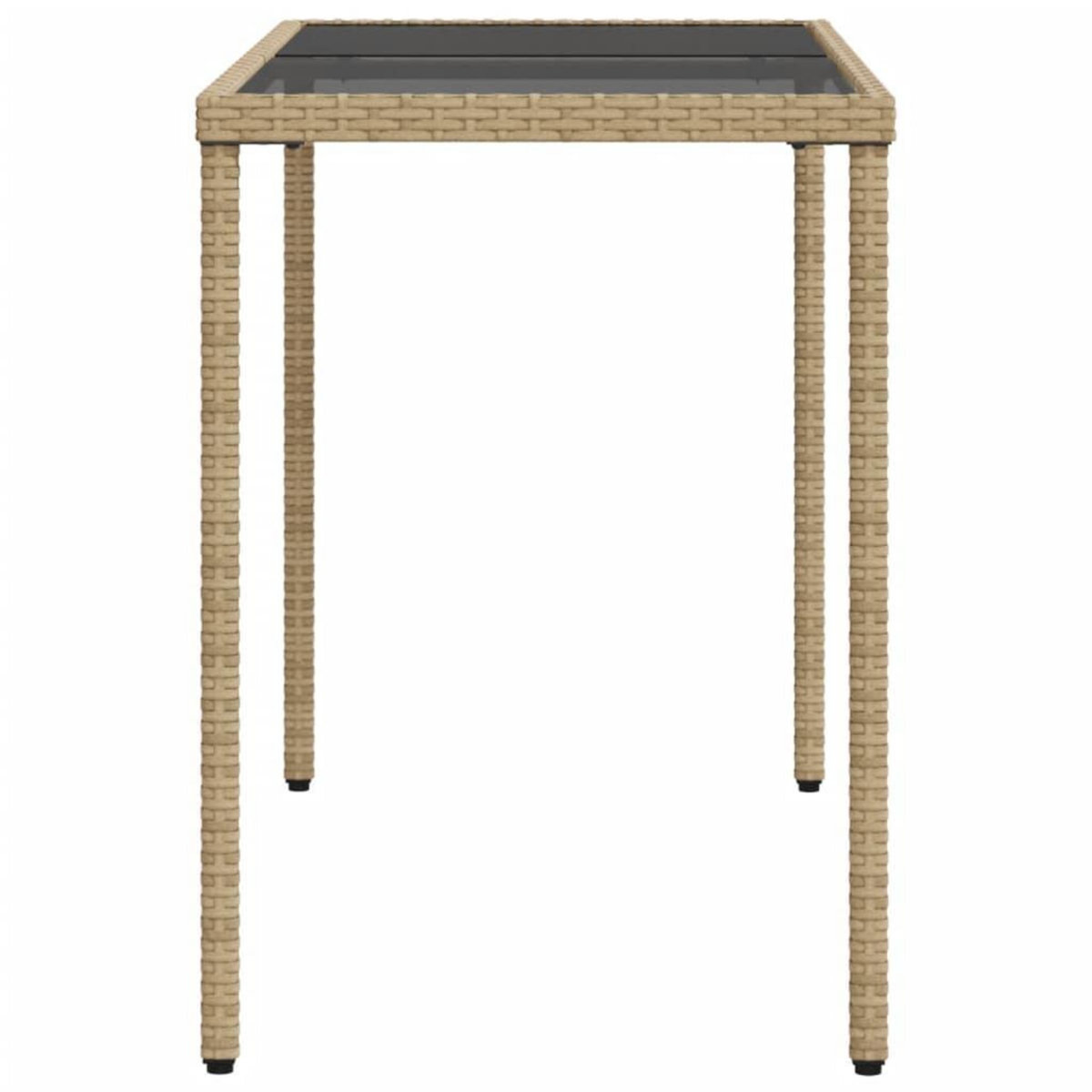 VIDAXL Table de jardin dessus en verre beige 115x54x74 cm poly rotin